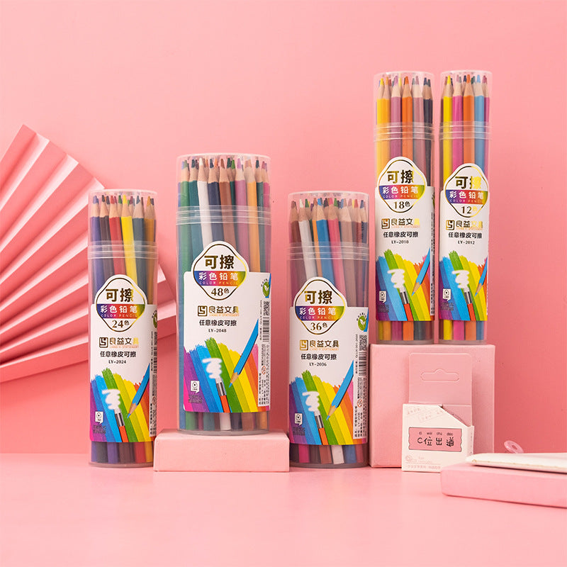 Custom Drawing Plastic Color Pencil Set School Student Professional Stationery Erasable Colored Pencils