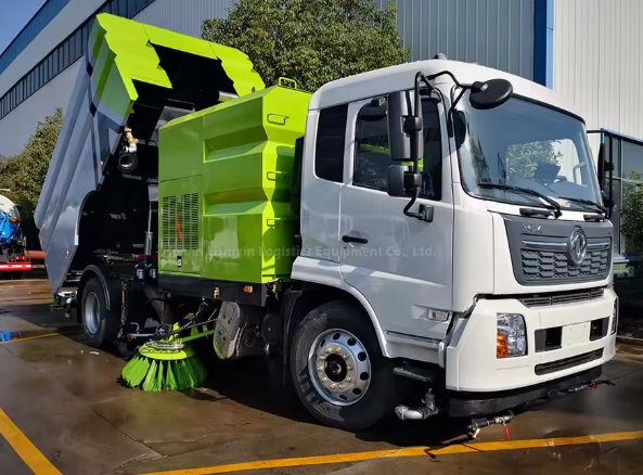 Large Dongfeng Huashen Diesel Road Sweeper Vacuum Truck 3308mm Wheelbase Chassis Euro 3 Emission New China No After-sales