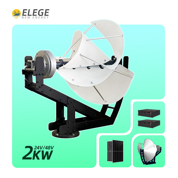 2kw High Efficiency Wind Turbine 12V 24V 3 Fiberglass Blades for Residential Farm Off-Grid Application Power Generation System
