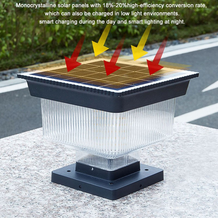 Outdoor Aluminum Solar Main Gate Column Light Waterproof Decorative LED Solar Landscape Garden Lights for Courtyard Pillar