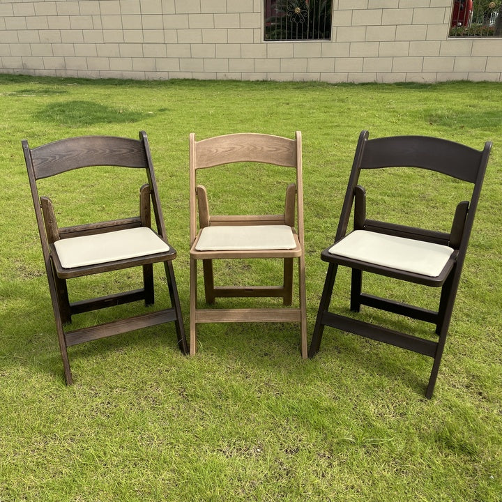 Wholesale High Quality Comfortable Dining Wedding Event Garden Outdoor Resin Folding Chair With Wood Grain