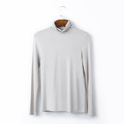 European plus size women's autumn style long sleeve T-shirt versatile solid color top turtleneck modal cotton base shirt