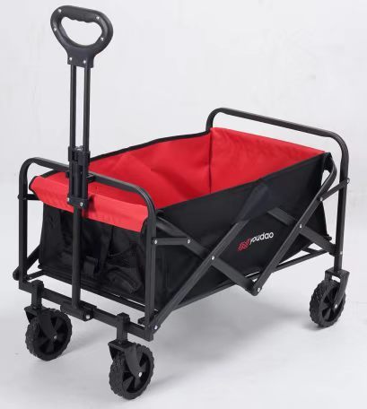Collapsible Utility Wagon, Foldable Outdoor Trolley for Picnic Camping Garden Use