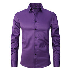 Men solid Shirts  S-8XL  New Mens Dress Shirts Long Sleeve Slim Casual Black White Social Male Clothes