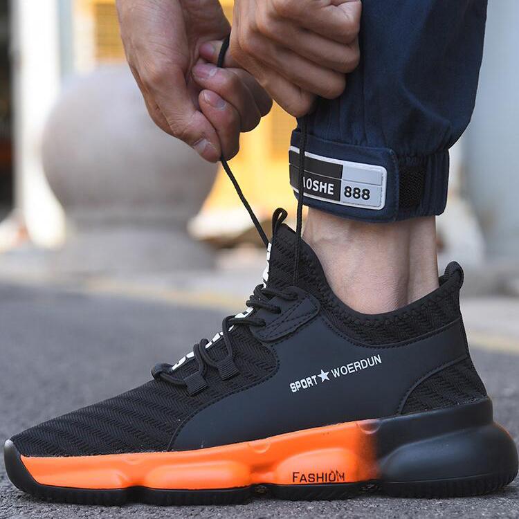 fly woven work boots anti smashp steel toe footwear indestructible sneakers walking woodland safety shoes