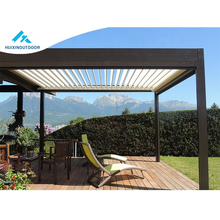 New Outdoor Aluminum Louver Roof Kit for Gazebo Patio Waterproof Pergola with Wood Frame and Arch Louver Roof for Exterior Use