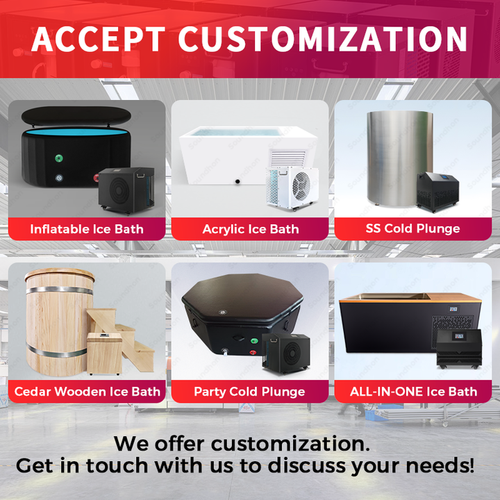 High End All in One Cold Plunge All Weather Use Cedar WIFI APP All Weather Built in Ice Bath Tub With Chiller Ice Plunge