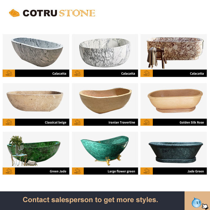 Cotrustone Customized Modern square Shape Stone Bathtub Travertine Bathtub Natural Stone Tub