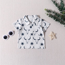 2023 New Fashion Polo T-Shirt for Boys Western Cowboy 1-6 Years Summer Kids Tops Baby Polo Kids Shirts