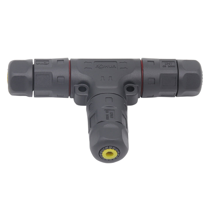 Quick Locking 2Ways Electric Wire Connector M20 Assembly Tee 25A AC Connector IP67 Led Light Waterproof Cable Connector