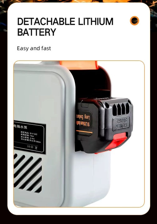 Portable 21V Lithium Battery PP Material Black/Red/Grey Garden Hose Reel Self-Priming Electric Pump Farm Irrigation Car Wash