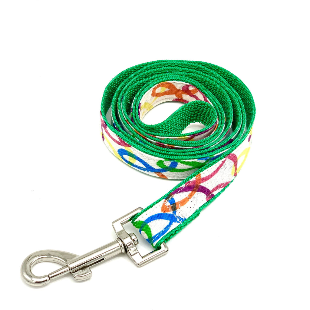 rainbow green dog collar bow tie set