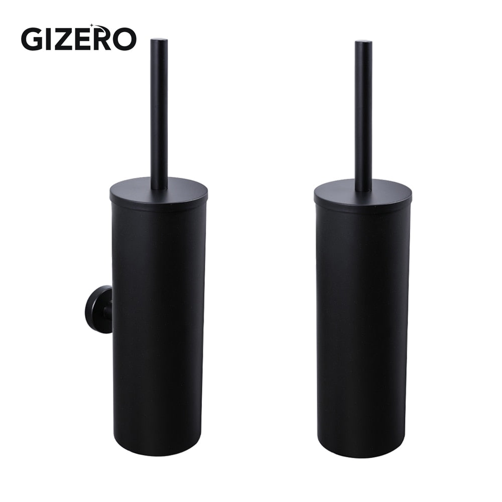 Matt Black Toilet Brush Holder Stainless Steel Cleaning Tool Durable Vertical Bathroom Toilet Brush Wall Mounted ZR2412