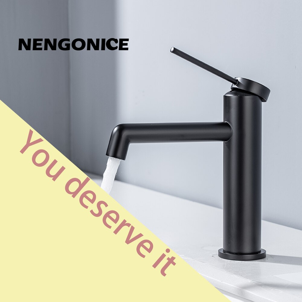 Matte Black Tall Basin Faucet Golden Bathroom Washbasin Mixer Tap Single Handle Hot and Cold Sink Faucet Deck Mounted Grey Color