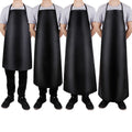 PU leather waterproof apron thickened lengthened anti-fouling oil-proof restaurant cooking chef apron clean black apron
