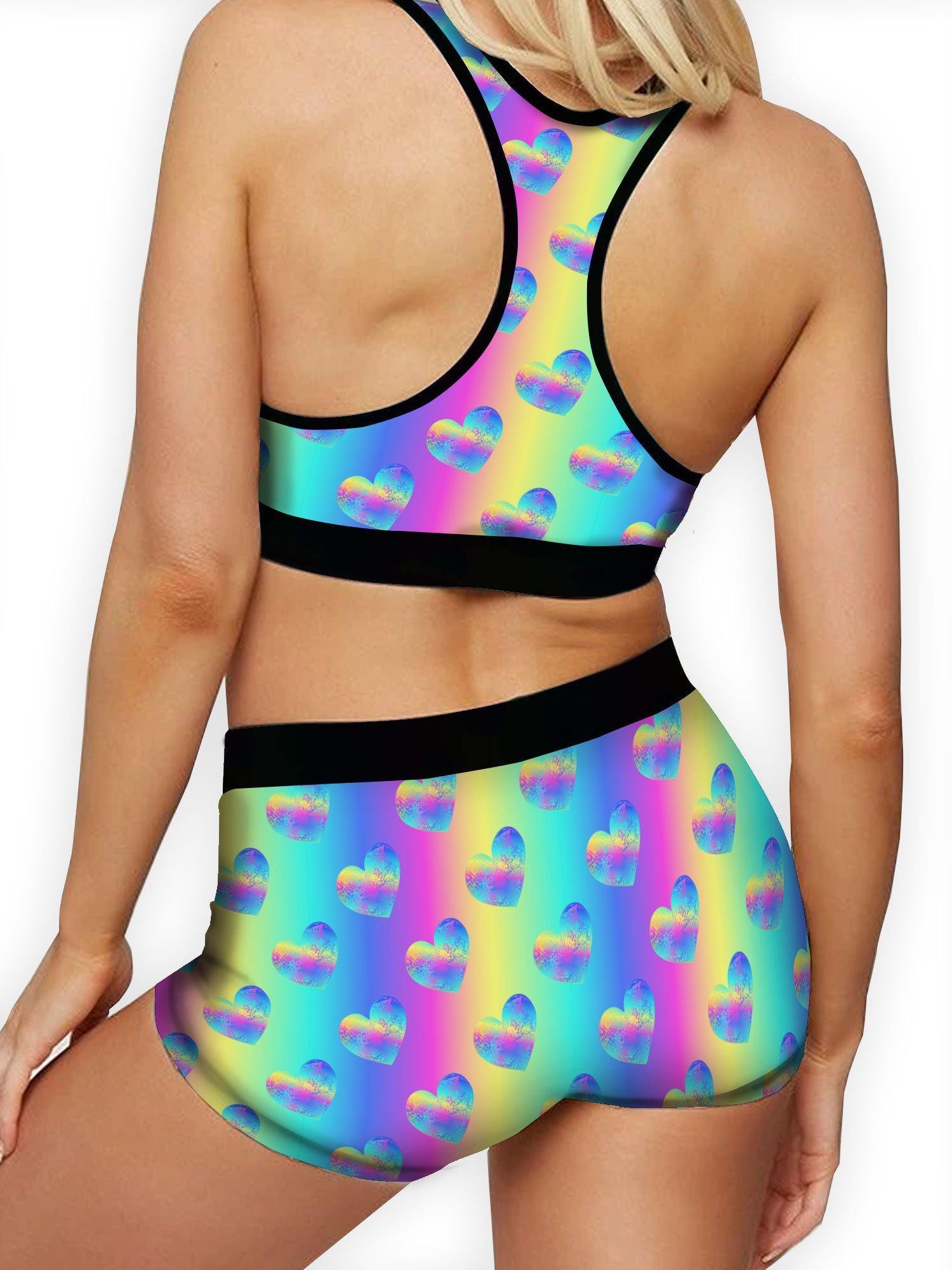 rainbow hearts boy short