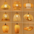 Round Handmade Rattan LED Chandeliers Hanging Pendant Lighting Straw Hat Bamboo Pastoral Vintage Restaurant Cafe Art Suspension