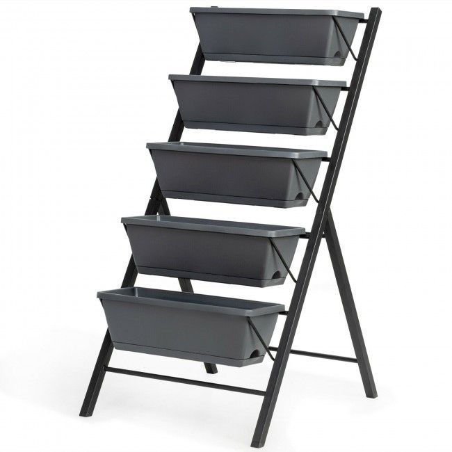 4 Ft Vertical 5-Tier Raised Garden Bed for Patio Balcony Flower Pots & Planters
