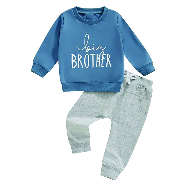 Toddler Baby Boy Summer Clothes Big Bro Matching Sets Long Sleeve Hooded Fleece T-shirt and Shorts Set 2 Piece Tracksuit Outfit