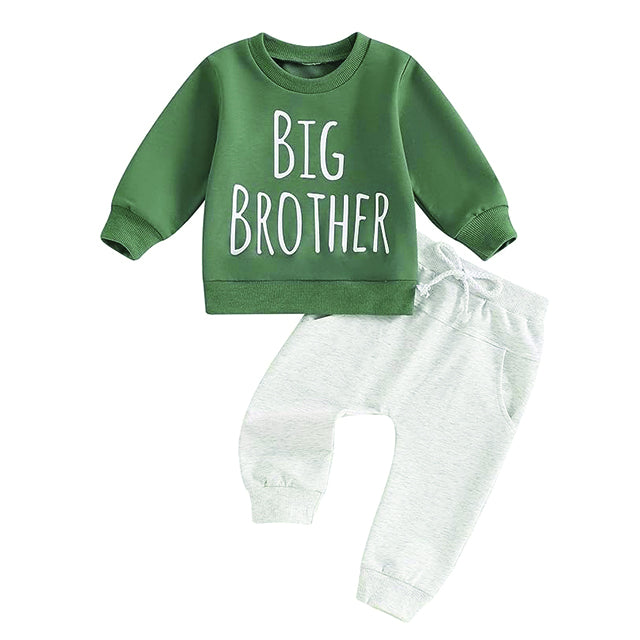 Toddler Baby Boy Summer Clothes Big Bro Matching Sets Long Sleeve Hooded Fleece T-shirt and Shorts Set 2 Piece Tracksuit Outfit