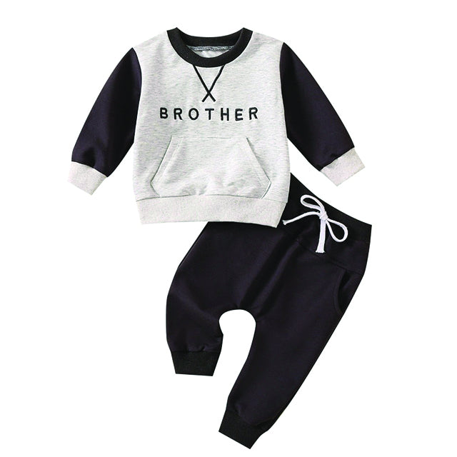 Toddler Baby Boy Summer Clothes Big Bro Matching Sets Hooded Fleece Long Sleeve T-shirt and Shorts 2 Piece Tracksuit Outfit