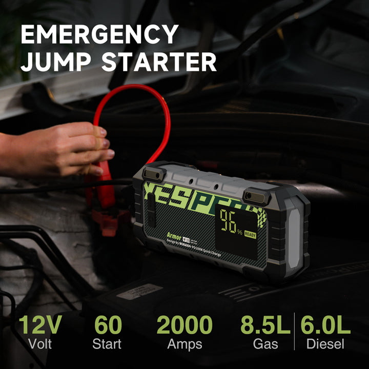 YESPER Armor Heating Jump Starter Battery 2000mAh Booster Car Battery with Heating for Low Temperture