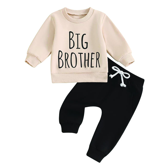 Toddler Baby Boy Summer Clothes Big Bro Matching Sets Hooded Fleece Long Sleeve T-shirt and Shorts 2 Piece Tracksuit Outfit
