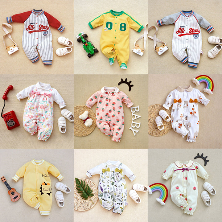 Baby Jumpsuit Spring and Autumn Cotton Baby Cartoon Crawling Clothes Newborn Clothes Baby Boy Clothes 9-12 Months Winter