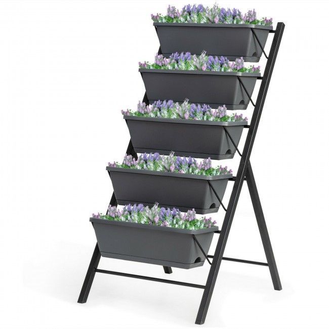 4 Ft Vertical 5-Tier Raised Garden Bed for Patio Balcony Flower Pots & Planters