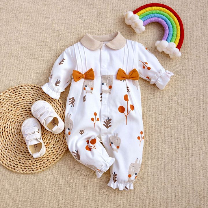 Baby Jumpsuit Spring and Autumn Cotton Baby Cartoon Crawling Clothes Newborn Clothes Baby Boy Clothes 9-12 Months Winter