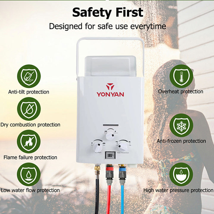 Instant Tankless Portable Natural Gas RV Outdoor Bath Shower Stainless Steel Hot Water Heater