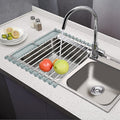 Stainless Steel Dish Drainer Foldable Roll Up Dish Drying Rack Shelf Kitchen Sink Holder Organizer Bowl Tableware Plate Storage