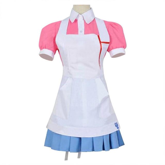 super danganronpa 2 cosplay mikan tsumiki costume dangan ronpa suit wig pink top skirt pinafore woman dress princess girls shoes