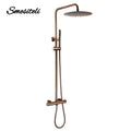 Thermostat Mixer Shower Wall Mount Bathroom Faucet Diverter With Rain Head HandShower Thermostatic Solid Brass Wholesale Premium