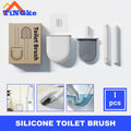 Wall Mounted Toilet Brush Silicone Flat Brush Head Toilet Brush Soft Bristles Hanging Toilet Brush Cleaning Brush Bathroom