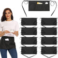 Women Men Half Waist Apron with 3 Pockets Long Waist Strap Waiter Waitress Server Aprons for Restaurant Kitchen Cafe Pub Home