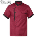 Womens Mens Chef Shirt Restaurant Kitchen Work Uniform Short Sleeve Cooking Coat Jacket Canteen Hotel Food Service Work Shirt