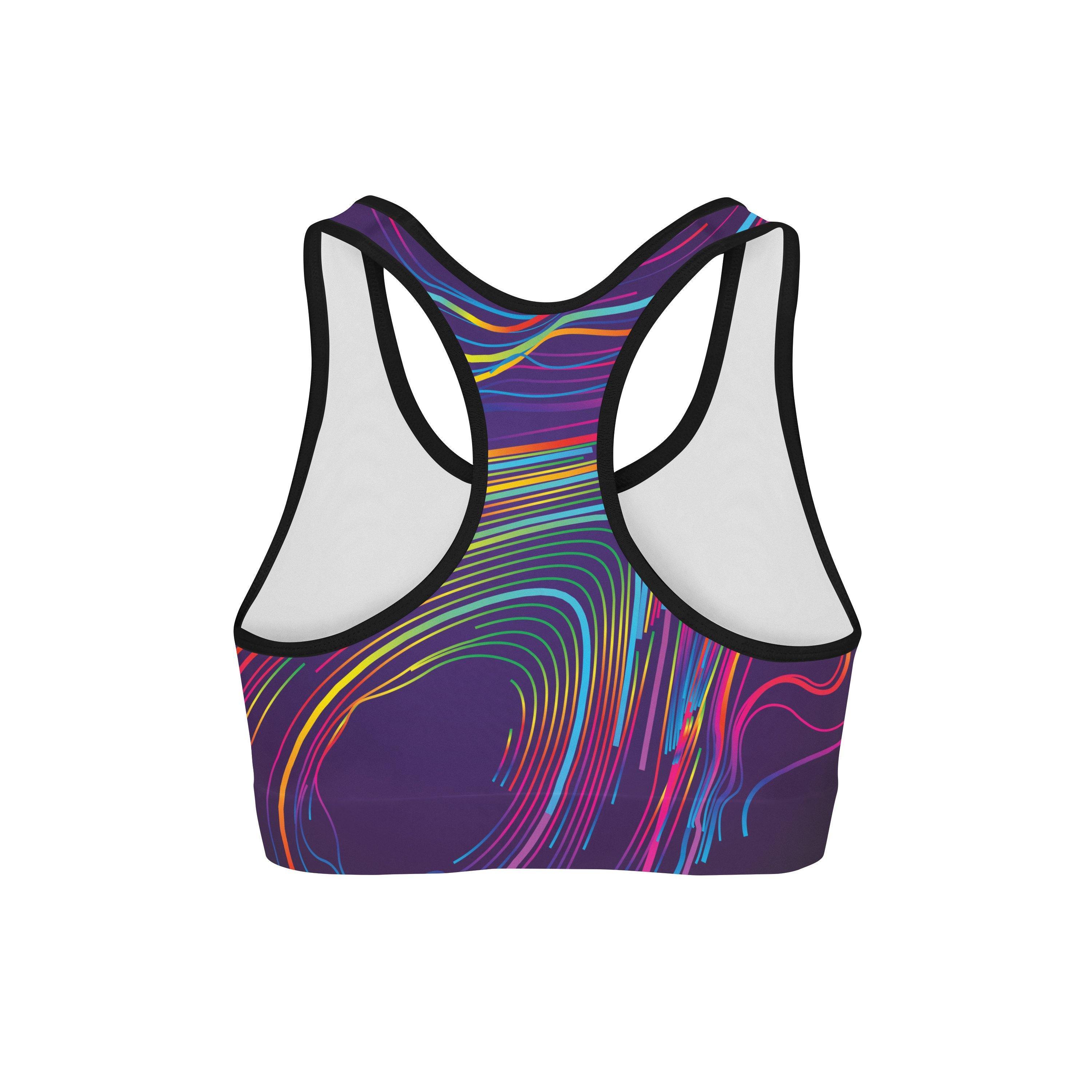 colorful waves sports bra