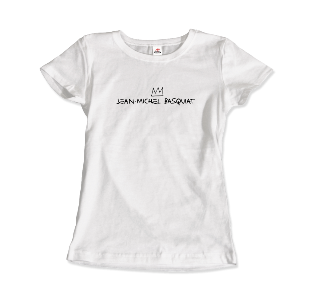 jean michel basquiat signature with crown t shirt