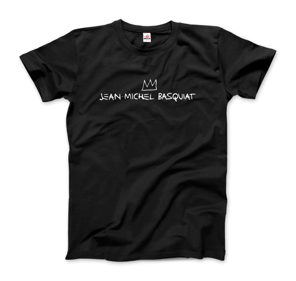 jean michel basquiat signature with crown t shirt