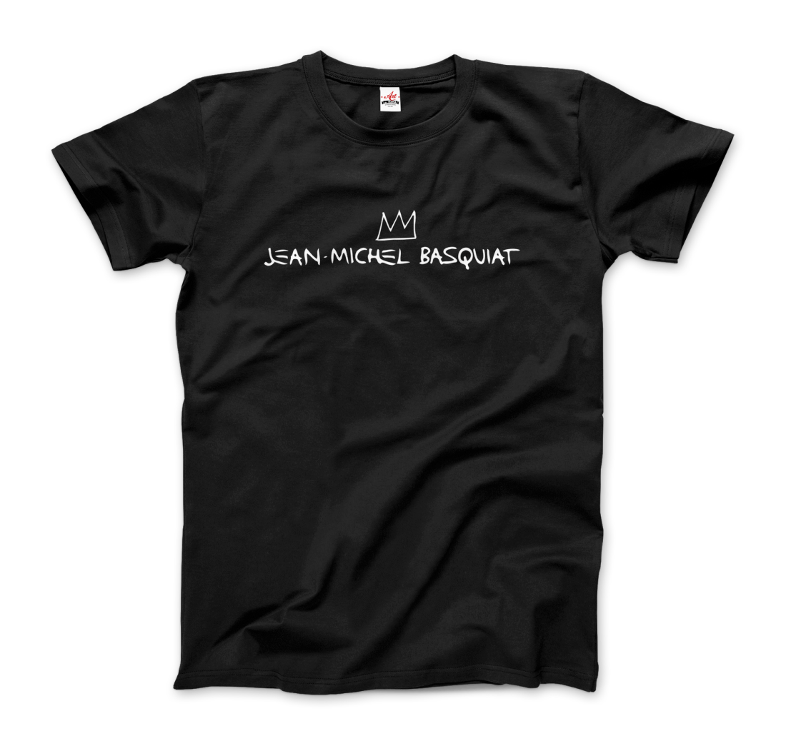 jean michel basquiat signature with crown t shirt