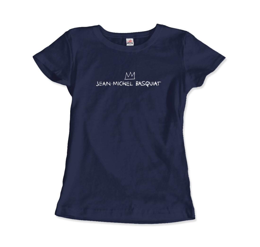 jean michel basquiat signature with crown t shirt
