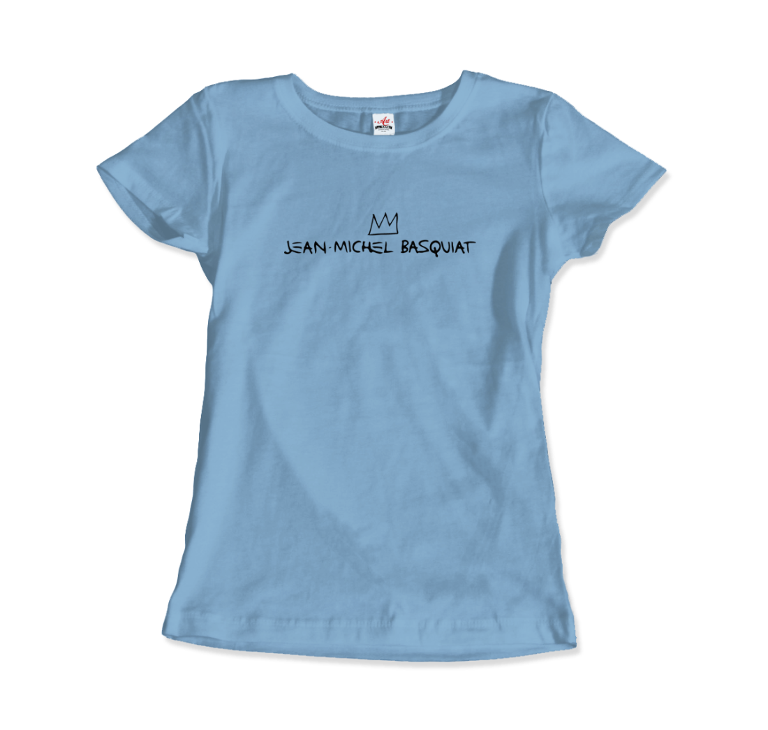 jean michel basquiat signature with crown t shirt
