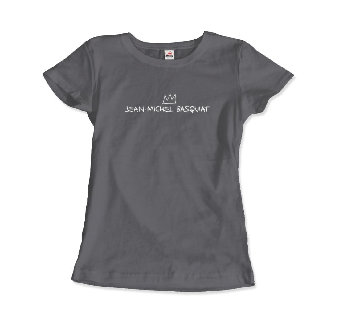 jean michel basquiat signature with crown t shirt