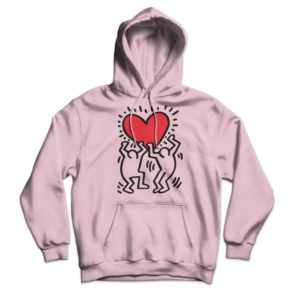 keith haring men holding heart icon street art hoodie