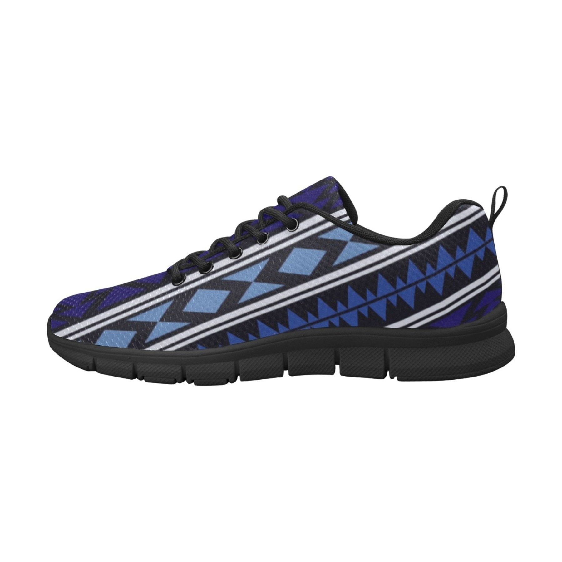womens sneakers blue aztec style black bottom running shoes