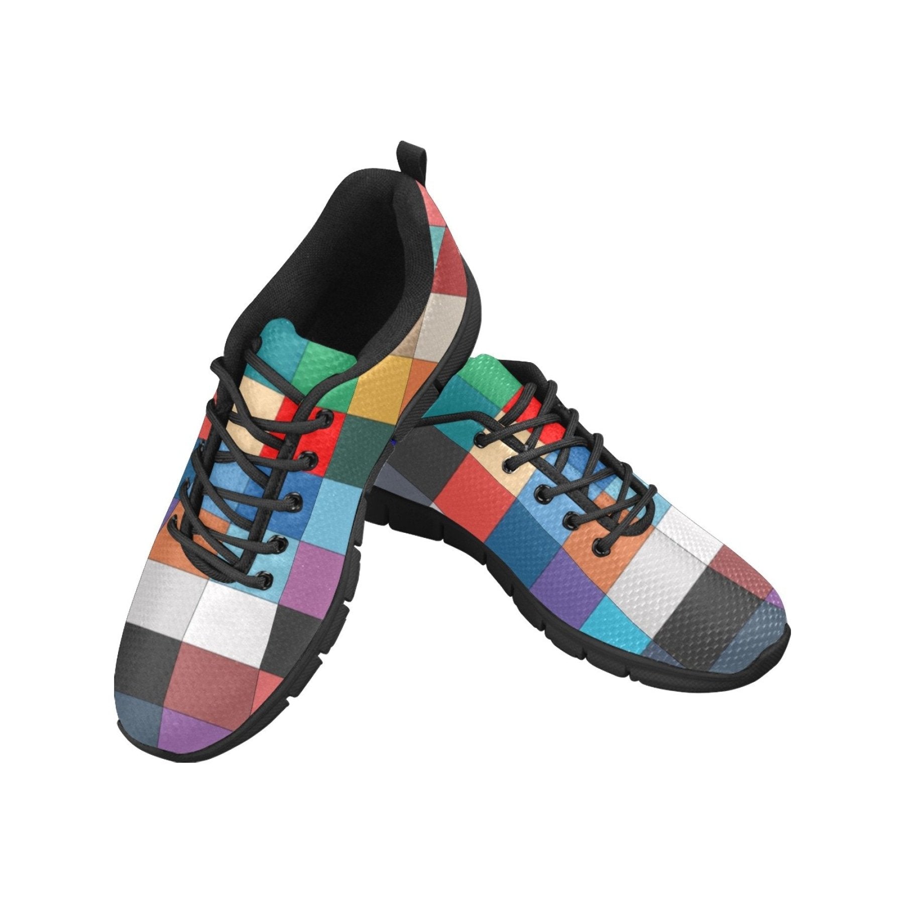 womens sneakers multicolor block style black bottom running shoes