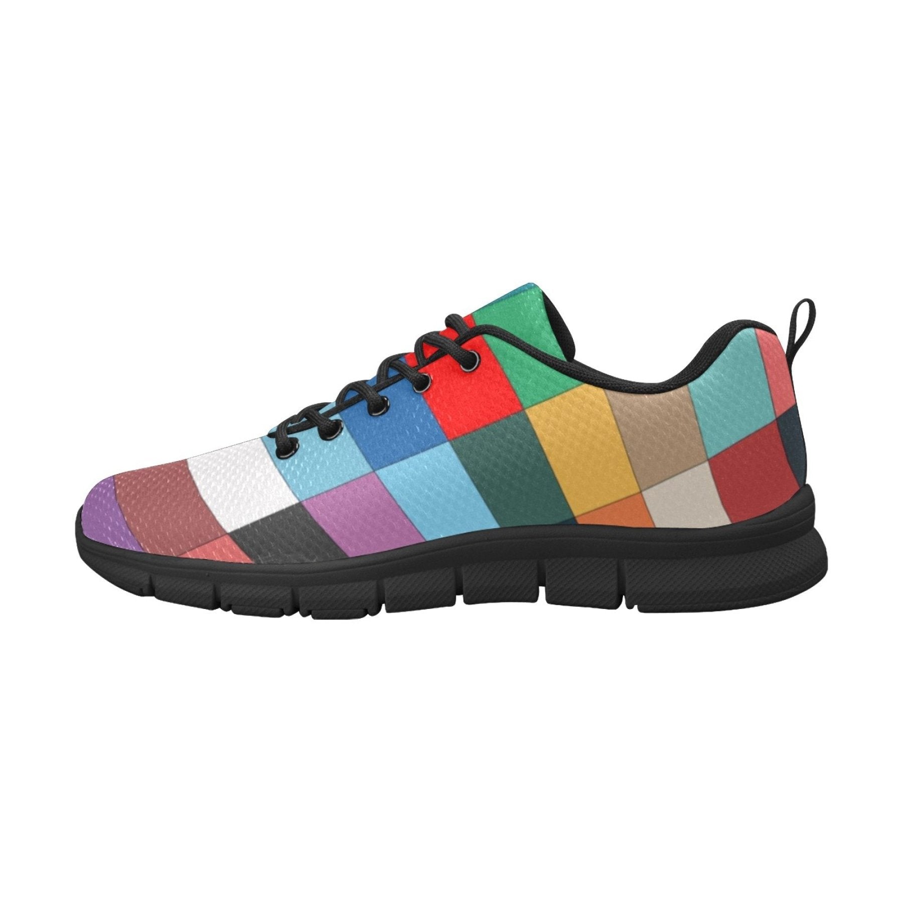 womens sneakers multicolor block style black bottom running shoes