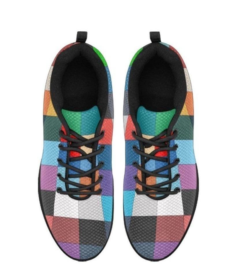 womens sneakers multicolor block style black bottom running shoes